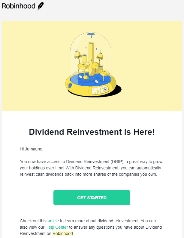 robinhood app dividends
